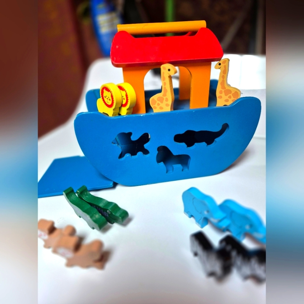 Colorful Animal Shape Sorter Boat
